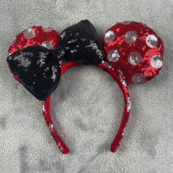 Accessories - Disney Classic Minnie Mouse Sequin Headband Ears Adult Size